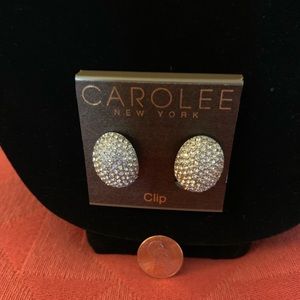 NEW CAROLE LEE PAVE RHINESTONE CLIP EARRINGS